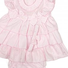 D06453B:  Baby Girls BA Tiered Dress, Pant & Headband Set (6-24 Months)